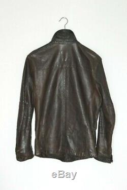 AWESOME AllSaints Mens EMERY Leather Shirt Jacket MEDIUM moto biker BROWN A