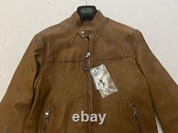 Alexander Mcqueen Washed Distressed Leather Bomber Jacket In Biscotto Sz 48 S/m