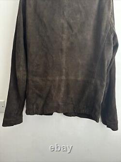 All Saints Brown Suede Men's Leather Jacket SARGENT Blazer Size M Distressed