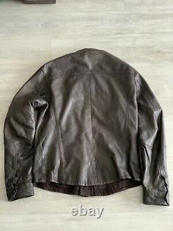 All Saints Densig Jacket Leather Distressed Brown Designer Large Great Condition