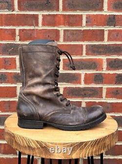 All Saints Mens Distressed Leather side zip military boots UK8 US9 EU42 A11