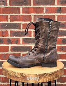 All Saints Mens Distressed Leather side zip military boots UK8 US9 EU42 A11