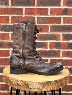 All Saints Mens Distressed Leather side zip military boots UK8 US9 EU42 A11