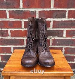 All Saints Mens Distressed Leather side zip military boots UK8 US9 EU42 Brown