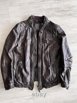 All Saints Scorch Leather Jacket Distressed Brown Colour Designer Size Small