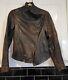 Allsaints Leather Biker Jacket Distressed Brown Size 10 Rrp £350