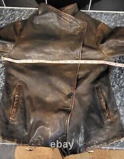AllSaints Leather Biker Jacket Distressed Brown Size 10 RRP £350