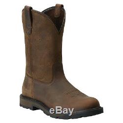 Ariat Men Groundbreaker Pull-On Distressed Brown Work Boots 10014238