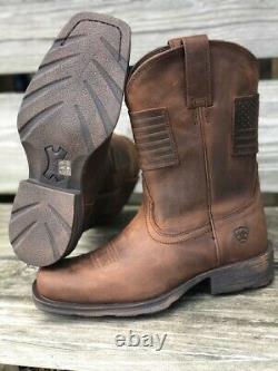 Ariat Men's Rambler Patriot Distressed Brown Square Toe Boots 10029692