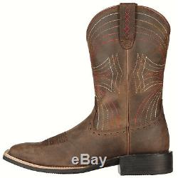 Ariat Men's Sport Wide Square Toe Boots Distressed Brown 10010963