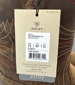 Ariat Men's Sport Wide Square Toe Boots Distressed Brown 10010963