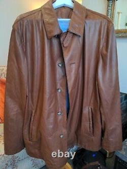 Arif Of Mayfair Latino Italian Handmade Genuine Leather Brown Jacket Size 44