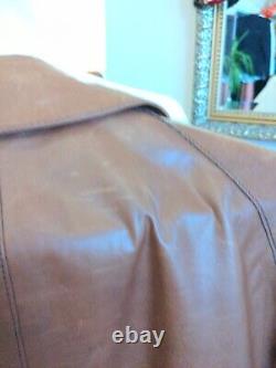 Arif Of Mayfair Latino Italian Handmade Genuine Leather Brown Jacket Size 44