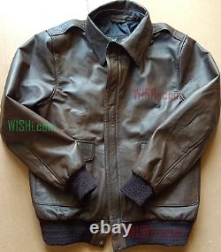 Aviator A2 Leather Flight Jacket Real Distressed Brown Bomber Mens@free Shipping
