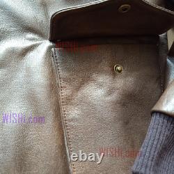 Aviator A2 Leather Flight Jacket Real Distressed Brown Bomber Mens@free Shipping