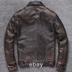 Aviator Brown Distressed Pilot Flight Bomber Air Force Real Leather Jacket