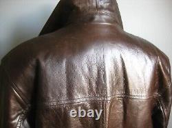 BEN SHERMAN leather JACKET COAT brown distressed fight club relaxed over 40 42