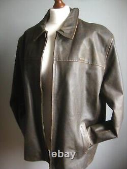 BEN SHERMAN leather JACKET size 4 XL 46 48 COAT distressed mens western biker