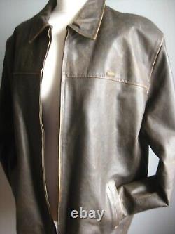 BEN SHERMAN leather JACKET size 4 XL 46 48 COAT distressed mens western biker