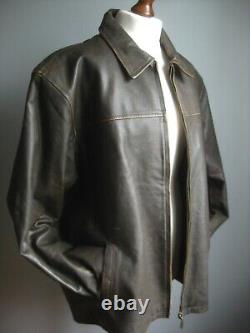 BEN SHERMAN leather JACKET size 4 XL 46 48 COAT distressed mens western biker