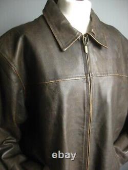 BEN SHERMAN leather JACKET size 4 XL 46 48 COAT distressed mens western biker