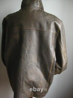 BEN SHERMAN leather JACKET size 4 XL 46 48 COAT distressed mens western biker