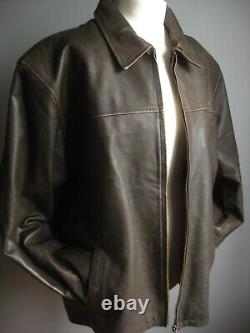 BEN SHERMAN leather JACKET size 4 XL 46 48 COAT distressed mens western biker