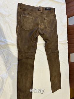 Balmain stretch leather mens trouser in vintage distressed look