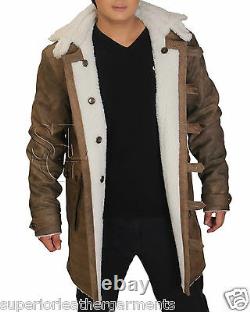 Bane Jacket Genuine Cow Hide Leather Buffing Brown Trench Coat Dark Knight Rises