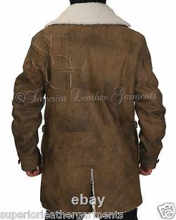 Bane Jacket Genuine Cow Hide Leather Buffing Brown Trench Coat Dark Knight Rises