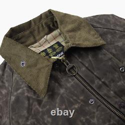 Barbour Beaufort Hickory Distressed Dry Wax Mens Jacket Coat L Large BNWT Brown