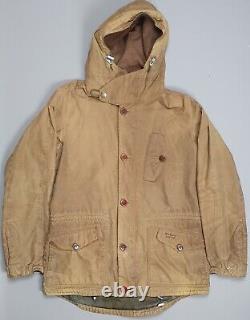 Barbour Dept B Summer Parka Wax Jacket Mens Medium Brown Hooded Military Coat