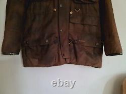 Barbour Dryfly Jacket Mens Waxed Cotton Leather Trim Brown Fishing Hunting XL