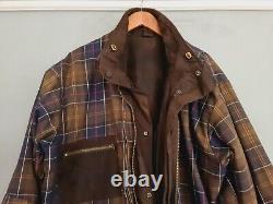 Barbour Dryfly Jacket Mens Waxed Cotton Leather Trim Brown Fishing Hunting XL