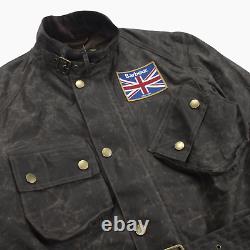 Barbour International Hickory Distressed Wax Mens Union Jack Jacket Coat S BNWT