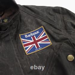Barbour International Hickory Distressed Wax Mens Union Jack Jacket Coat S BNWT