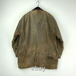 Barbour Leather Beaufort Jacket Mens Large Brown Classic Country Hunting Bushman