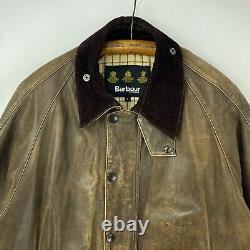 Barbour Leather Beaufort Jacket Mens Large Brown Classic Country Hunting Bushman