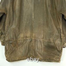 Barbour Leather Beaufort Jacket Mens Large Brown Classic Country Hunting Bushman