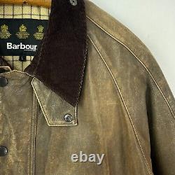 Barbour Leather Beaufort Jacket Mens Large Brown Classic Country Hunting Bushman