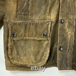 Barbour Leather Beaufort Jacket Mens Large Brown Classic Country Hunting Bushman