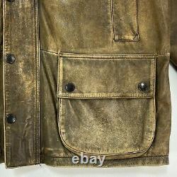 Barbour Leather Beaufort Jacket Mens Large Brown Classic Country Hunting Bushman