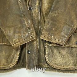 Barbour Leather Beaufort Jacket Mens Large Brown Classic Country Hunting Bushman