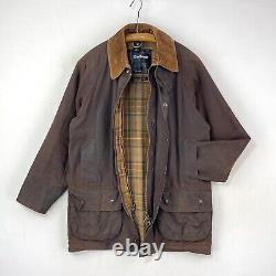 Barbour Vintage Beaufort Wax Jacket Mens Small Brown Country Classic Waxed Coat