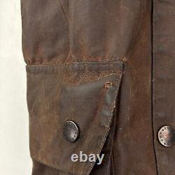 Barbour Vintage Beaufort Wax Jacket Mens Small Brown Country Classic Waxed Coat