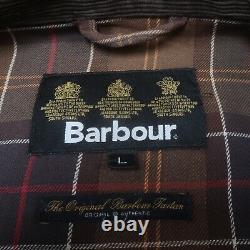 Barbour Waxed Cotton Tartan Utility Field Jacket Size L Distressed