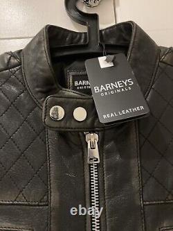 Barneys Distressed Leather Jacket SzM. BNWT. Cafe Racer. Biker