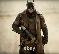 Batman Dark Knight Dawn Of Justice Distressed Brown Leather Trench Coat Jacket