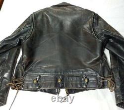 Beautiful Vintage Police/CHP Style Distressed Brown Leather Jacket MADE IN USA