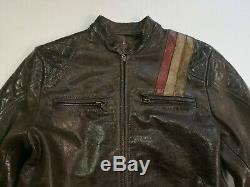 Belstaff Black Prince distressed Brown Leather Biker Jacket Size 42 Very Rare